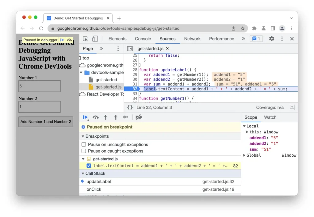 Chrome DevTools画面