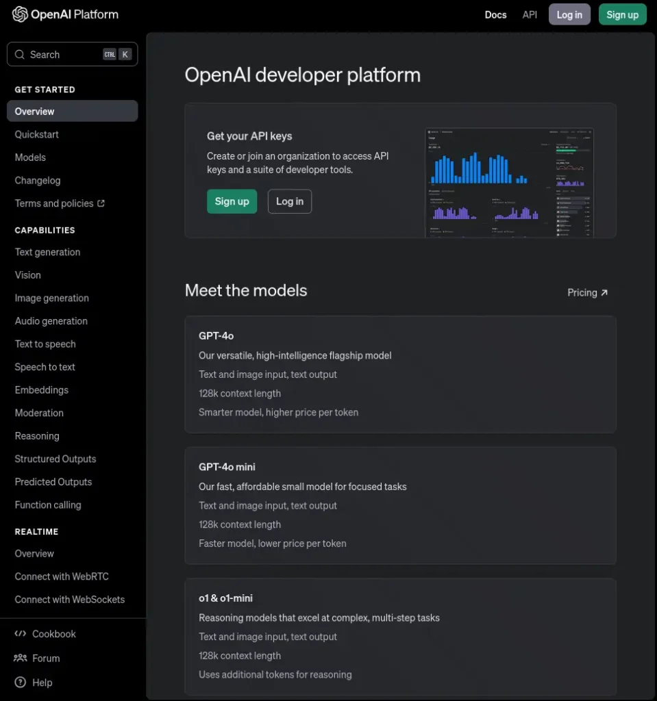 OpenAI API画面