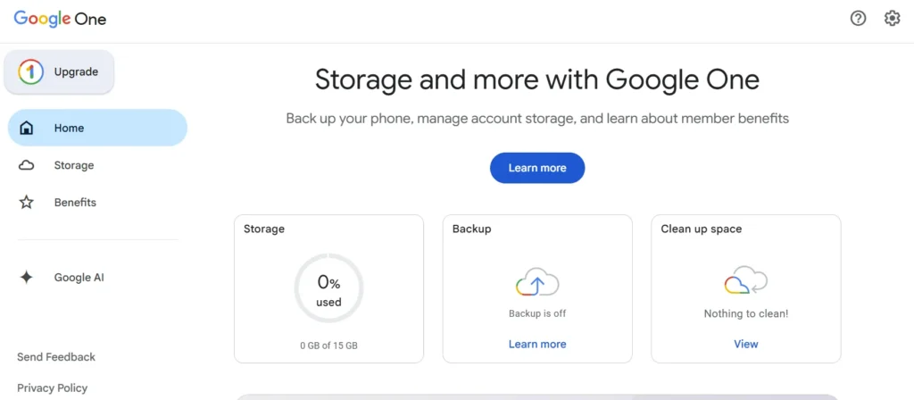 Googleストレージ管理ツールで不要なデータを確認する画面
