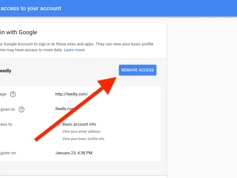 Googleアカウントに接続されている第三者アプリを確認する画面