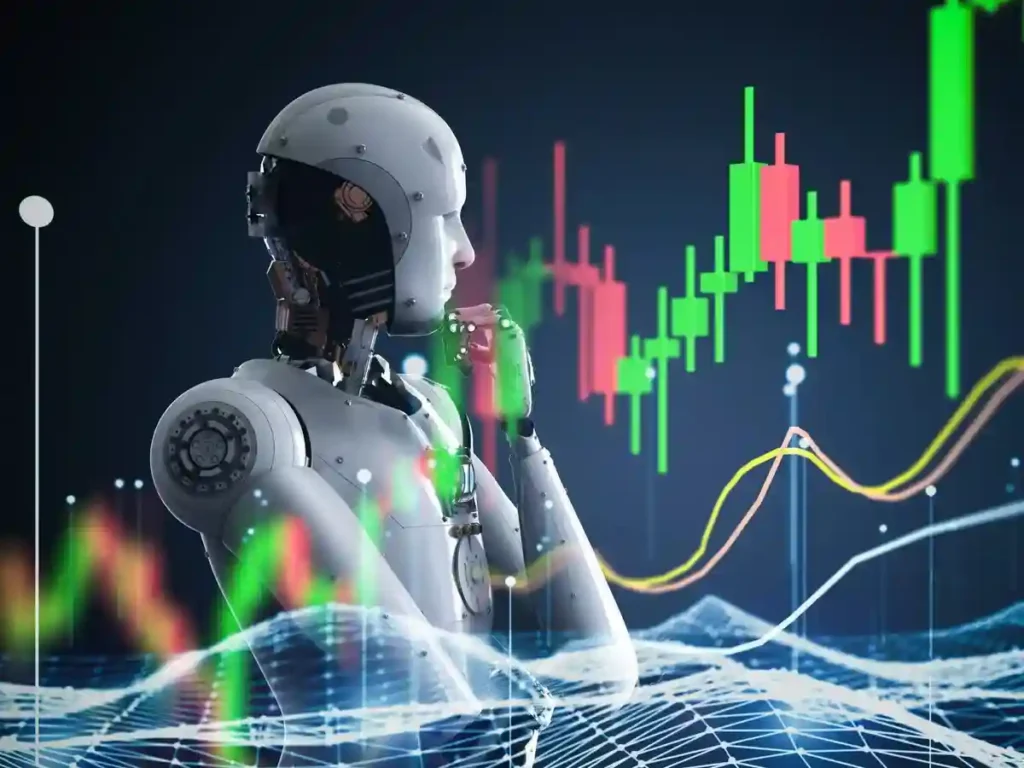 AIを活用して株式や企業の情報を分析するイメージ