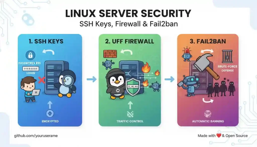 VPSの初期セキュリティ対策で行うSSH設定とファイアウォール設定の流れ